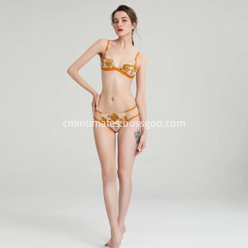 In-stock women embroidery bra panty set